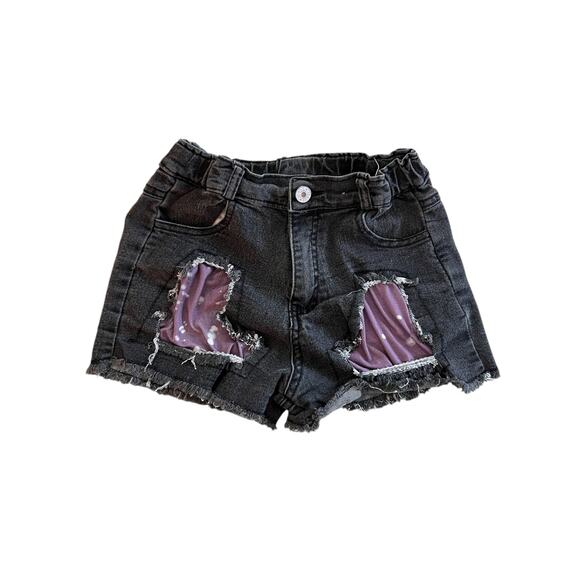 None Other - Denim Jean Shorts Size 3XL Fits like 8 Girls 10 Black Acid Wash Color Distressed